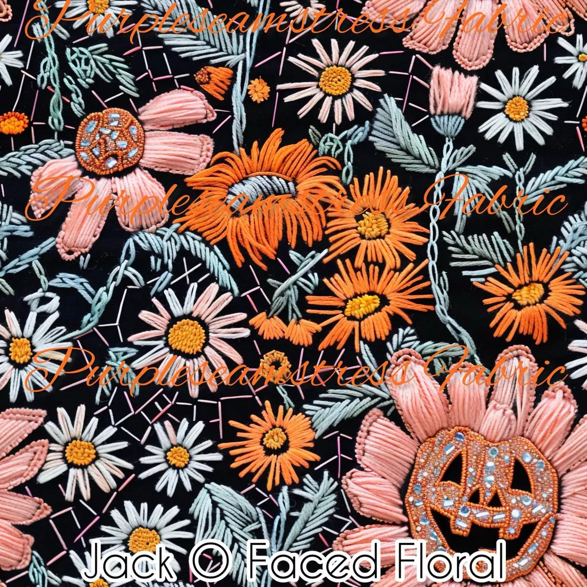 Jack O Faced FloralFabric