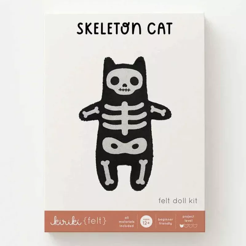 Kiriki Press – Skeleton Cat Felt Doll Kit