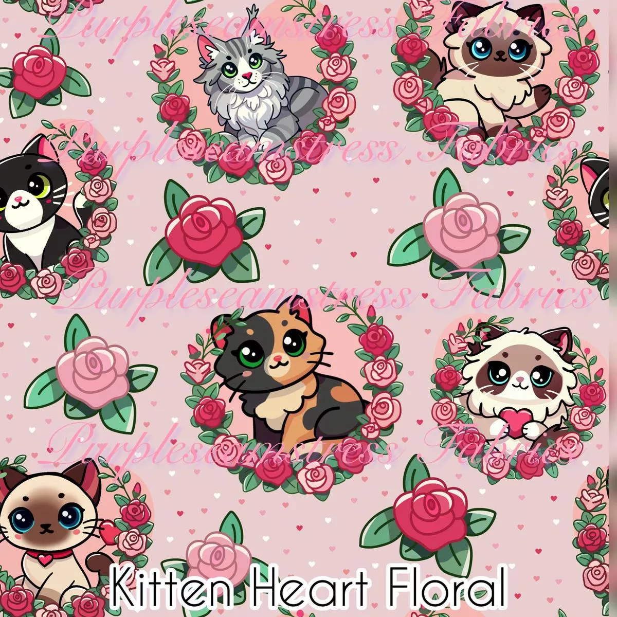 Kitten Heart FloralFabric
