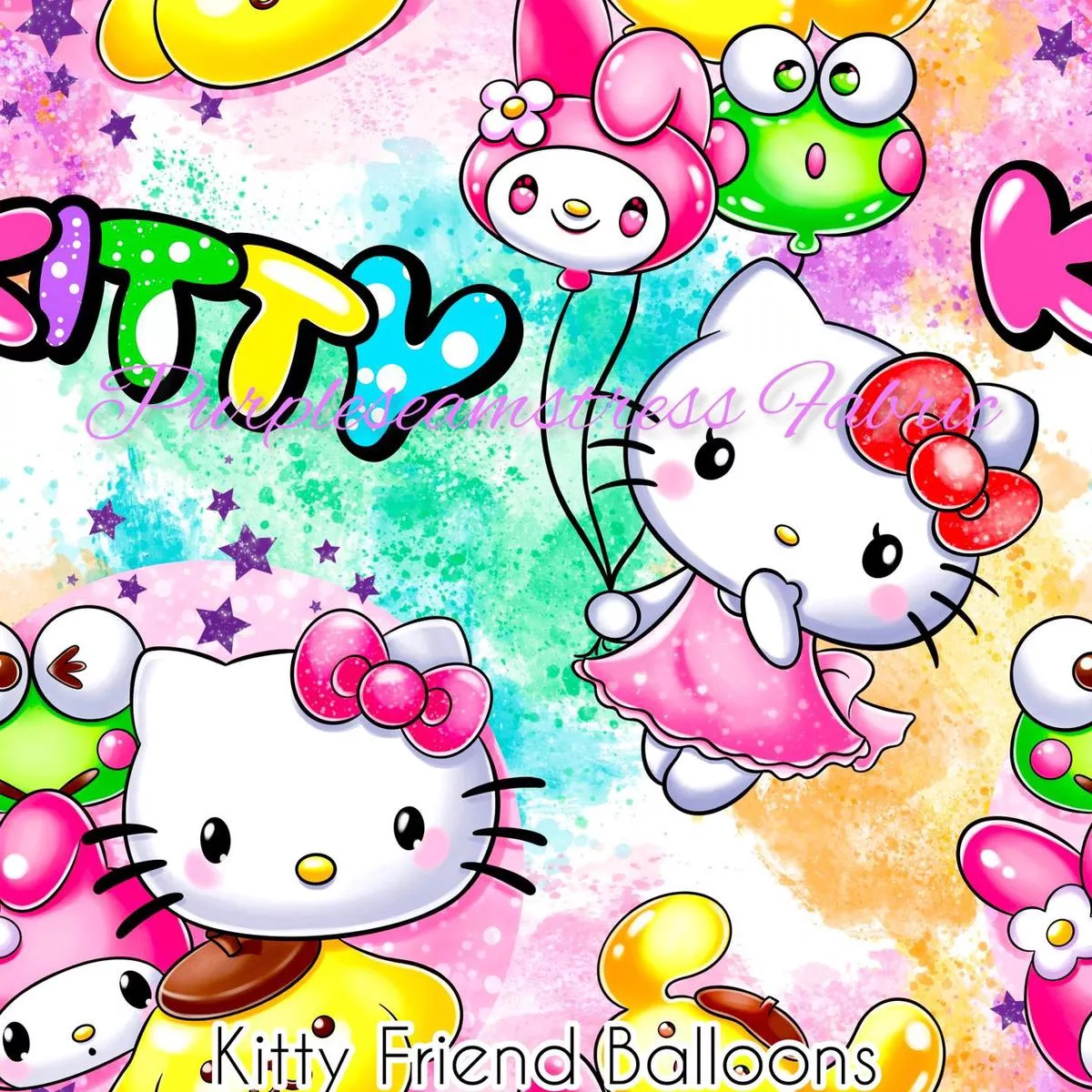 Kitty Friends BalloonsFabric
