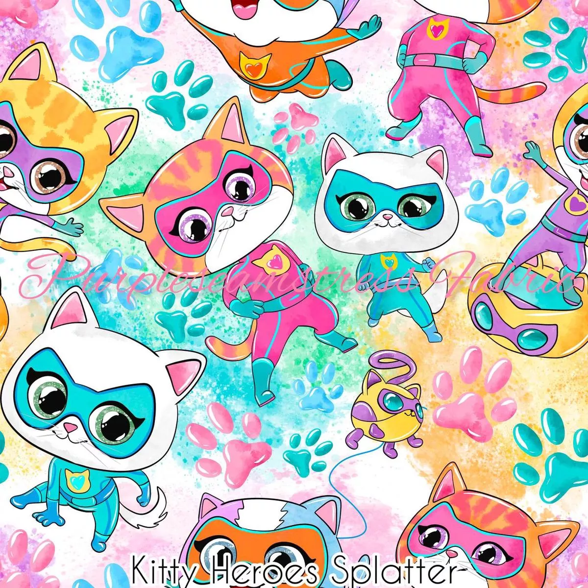 Kitty Heroes SplatterFabric