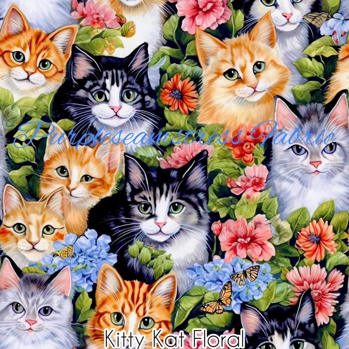 Kitty Kat FloralFabric