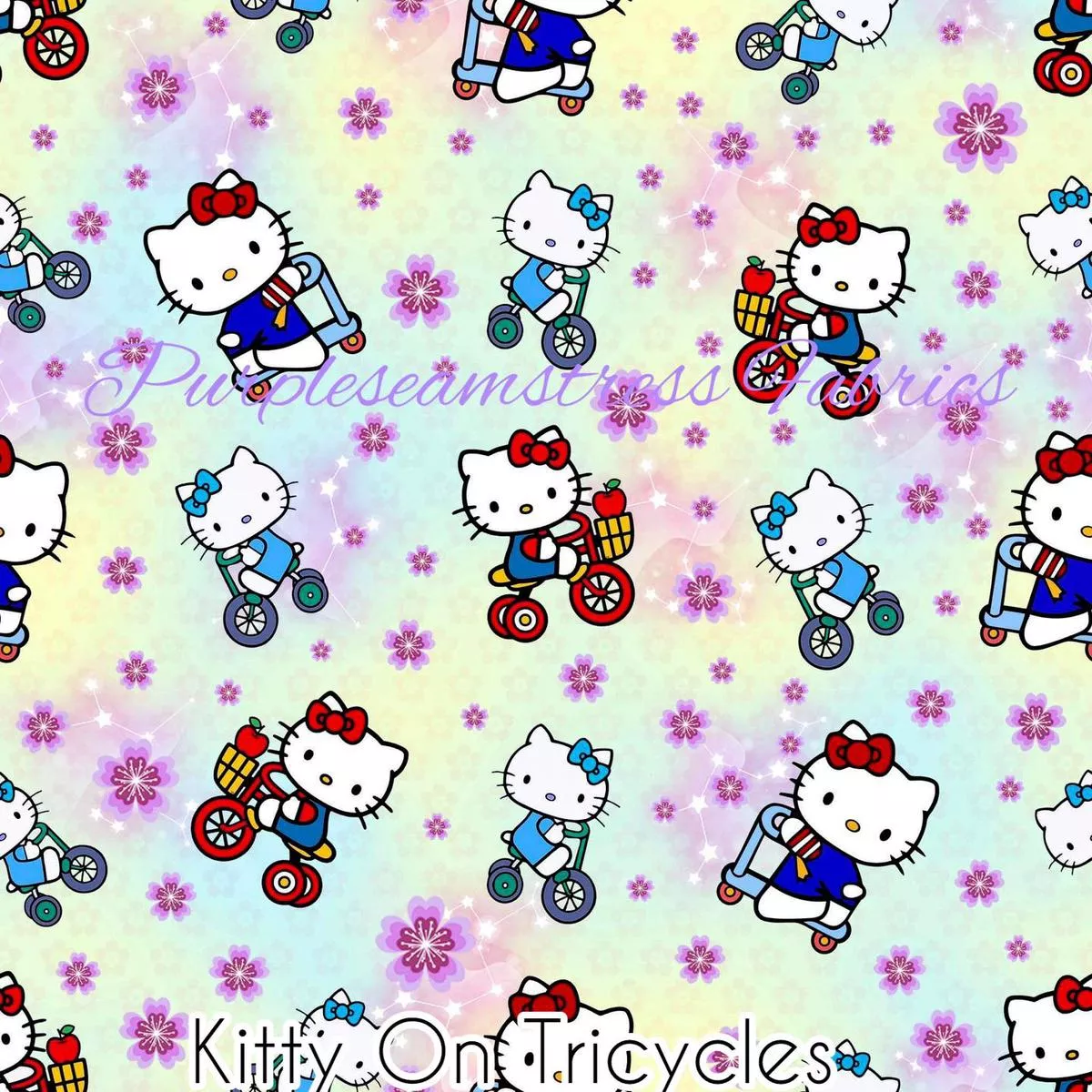 Kitty On TricyclesFabric