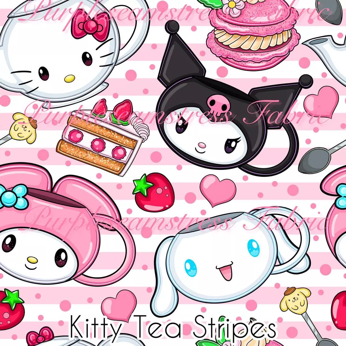 Kitty Tea StripesFabric