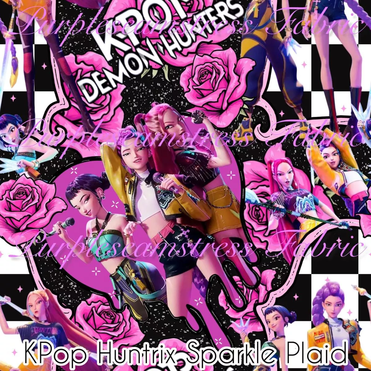 KPop Huntrix Sparkle PlaidFabri…