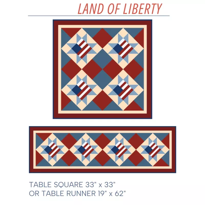 Land of Liberty Digital Table Runner/Square Pattern