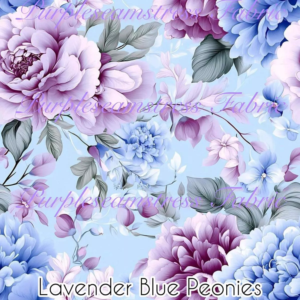 Lavender Blue PeoniesFabric