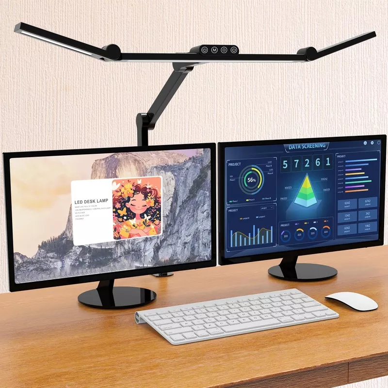 LED Desk Lamp with Clamp & Adjustable Arm Black