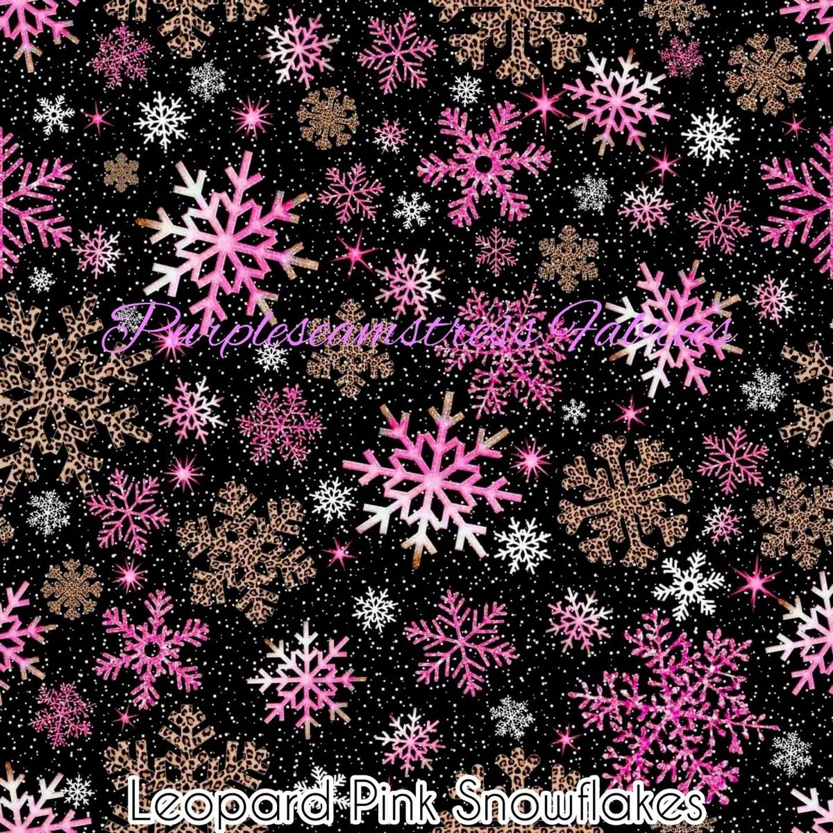 Leopard Pink SnowflakesFabric
