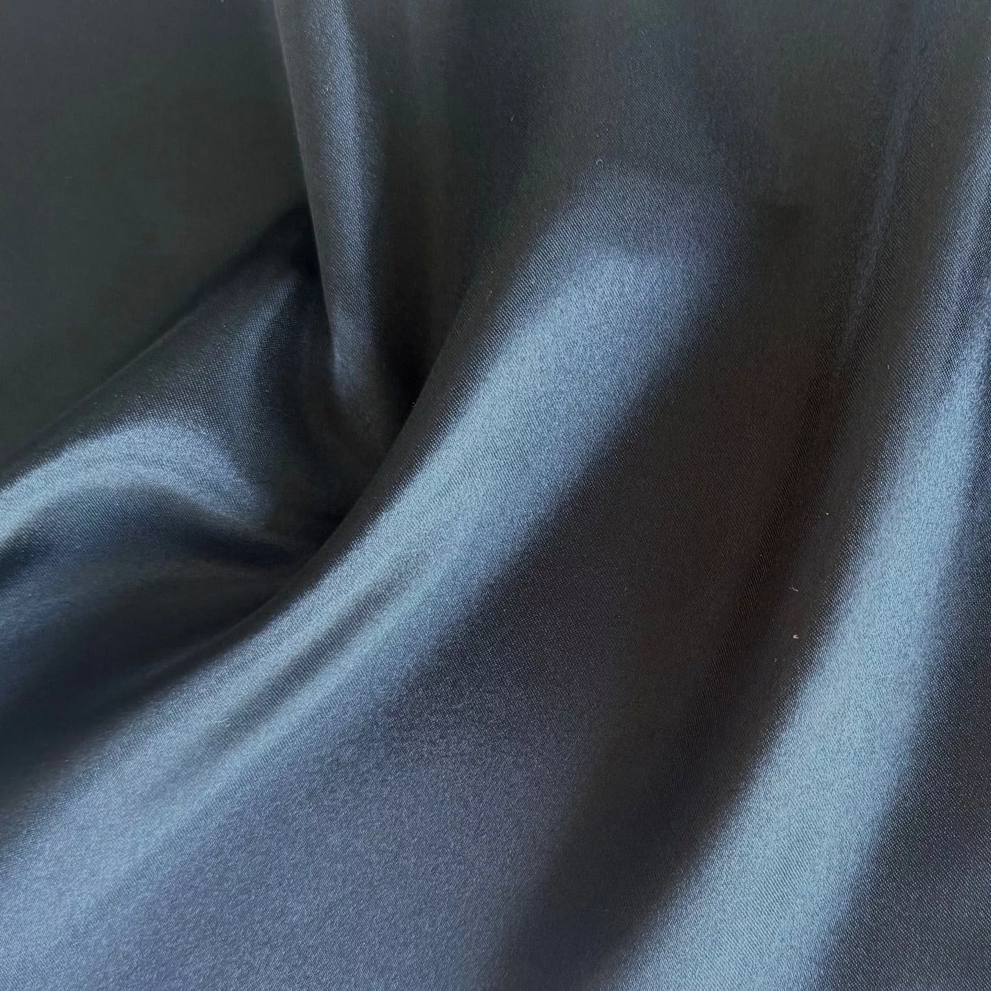 Light-Weight Black Polyester Satin Charmeuse
