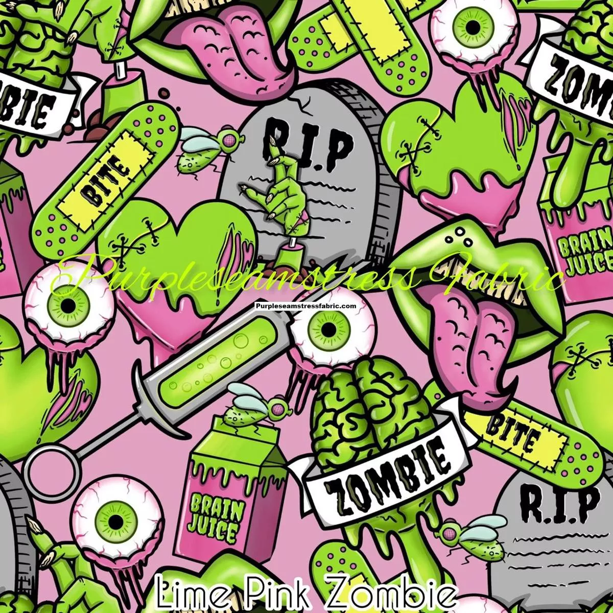 Lime Pink ZombiesFabric