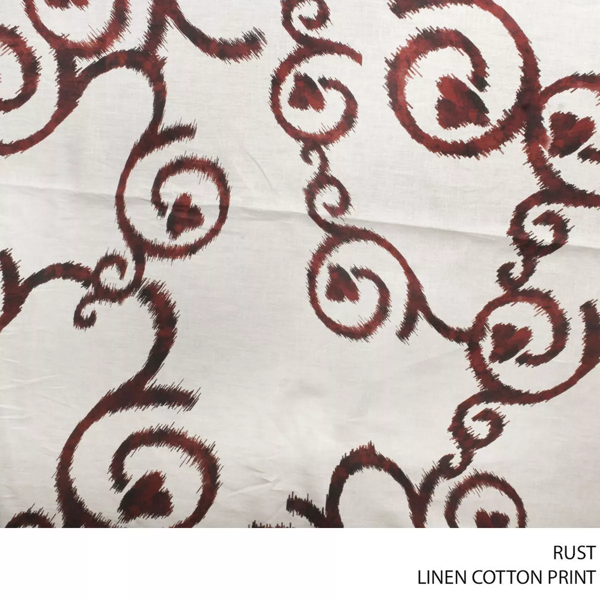 LINEN COTTON PRINT FABRIC RUST ROLL ROLL 001