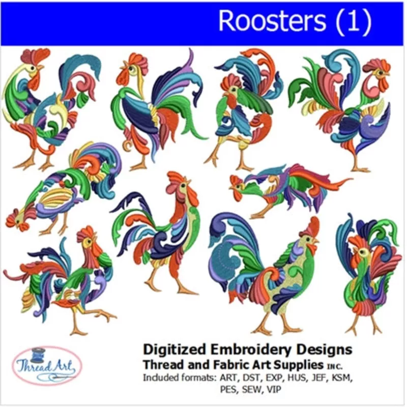 Machine Embroidery Designs – Roosters (1)