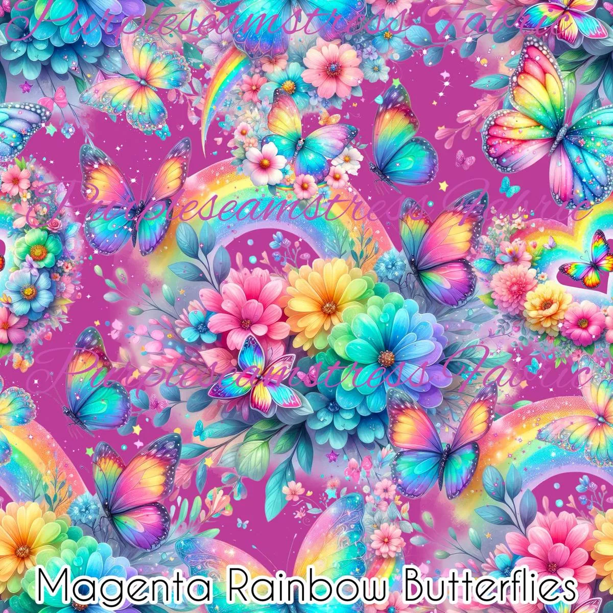 Magenta Rainbow ButterfliesFabr…