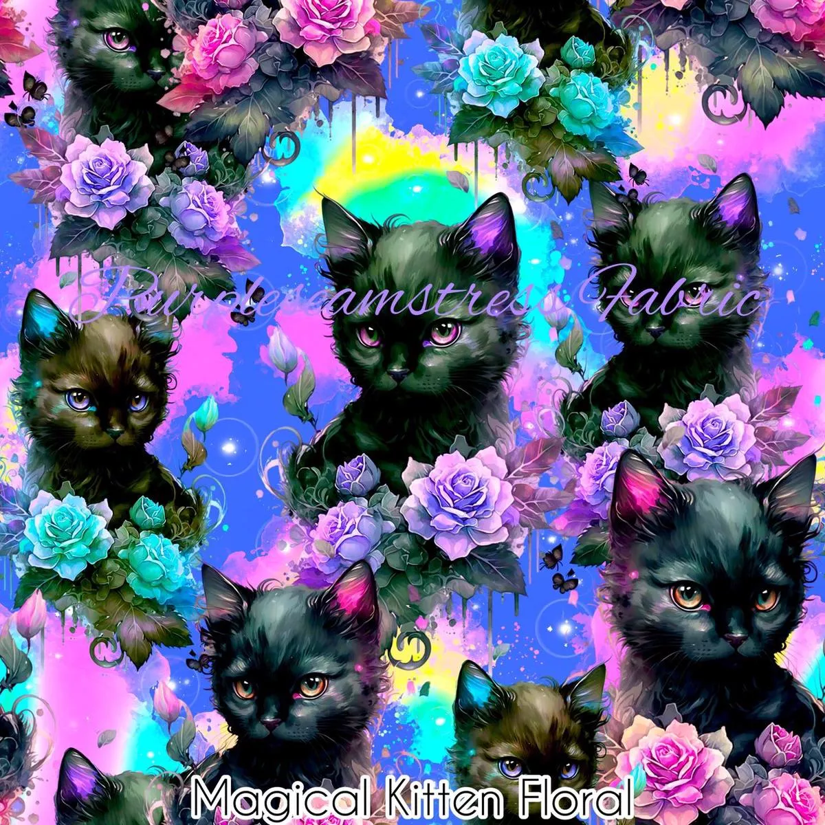 Magical Kitten FloralFabric