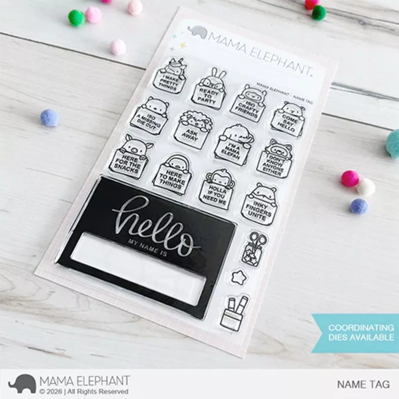 Mama Elephant Name Tag Clear Stamps