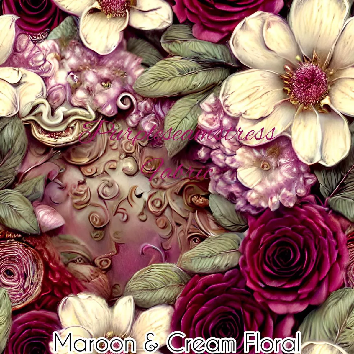 Maroon & Cream FloralFabri…