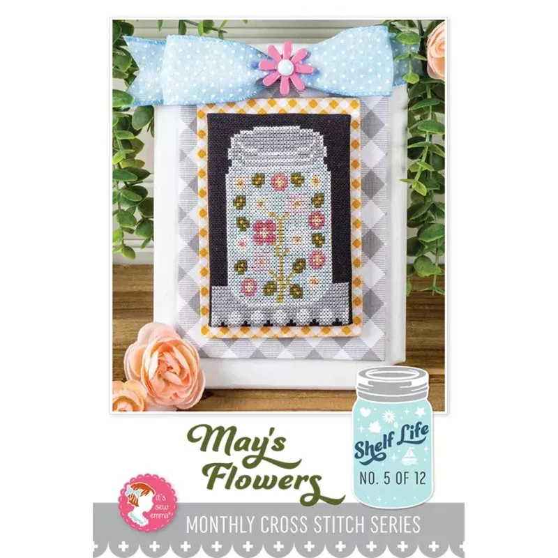 May’s Flowers Shelf Life Cross Stitch Pattern