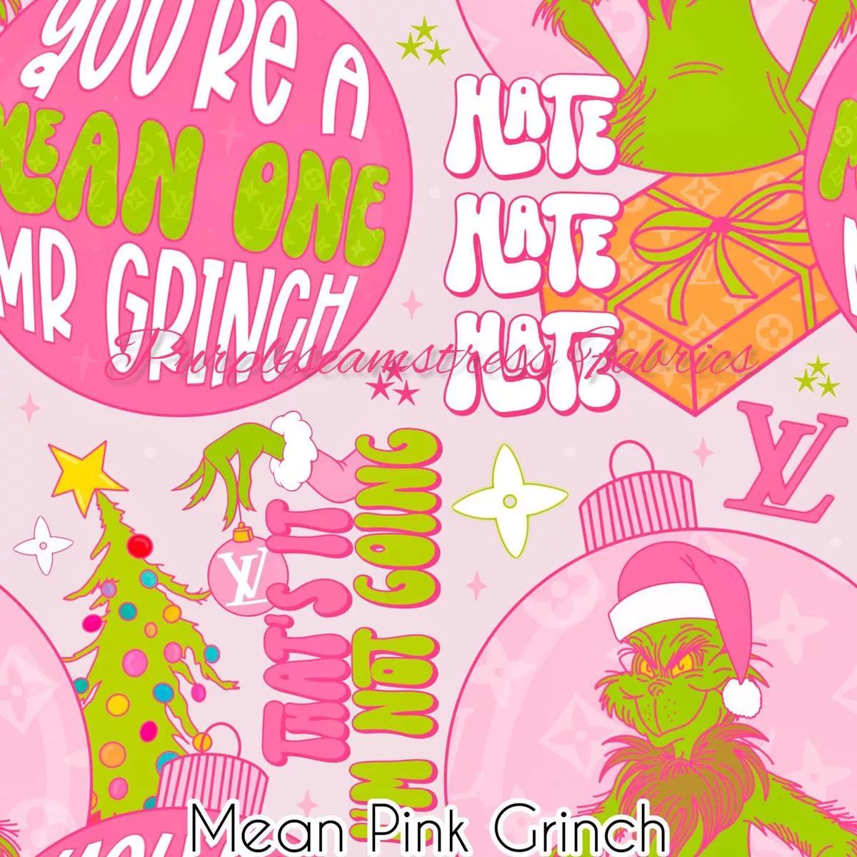 Mean Pink GrinchFabric