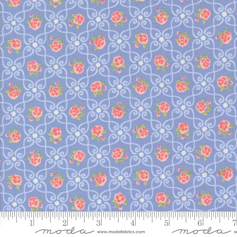 Memory Lane – Floral Scroll Blue