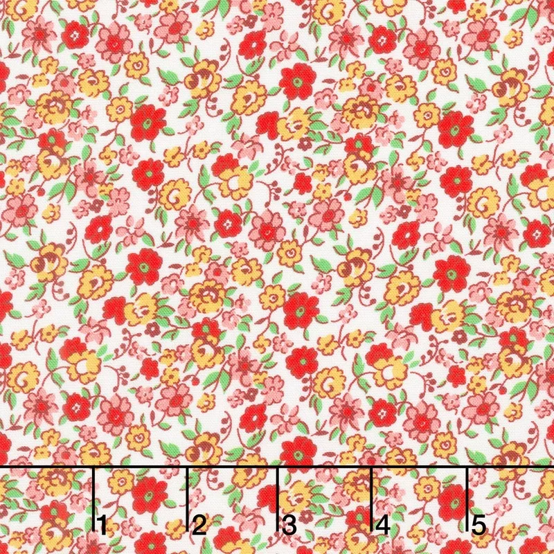 Merry Go Round – Flowing Flowers Red Yardage
