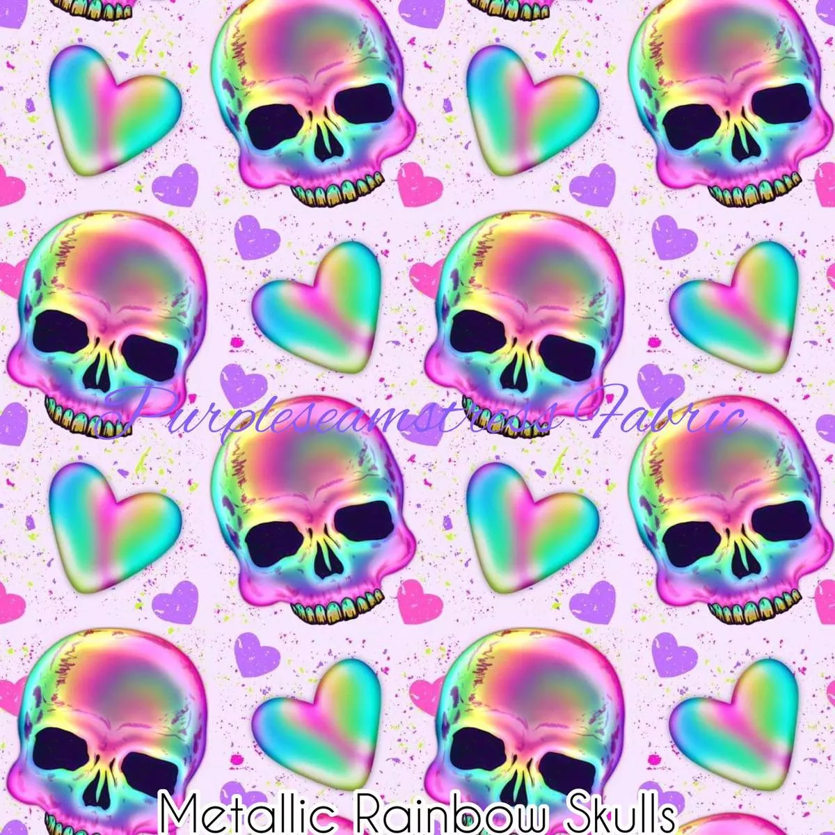 Metallic Rainbow SkullsFabric