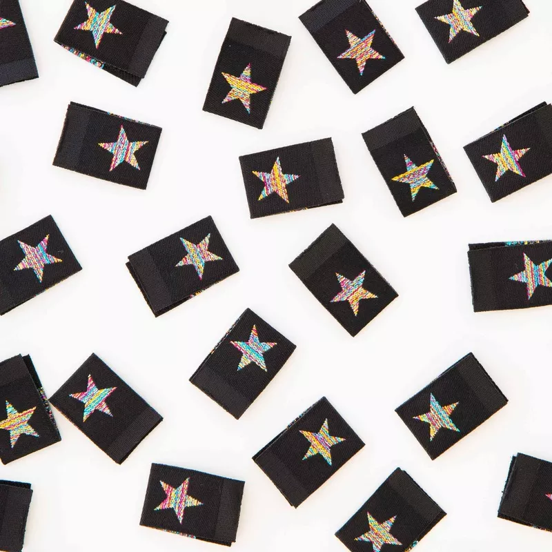 Metallic Rainbow Star Sew-In Labels