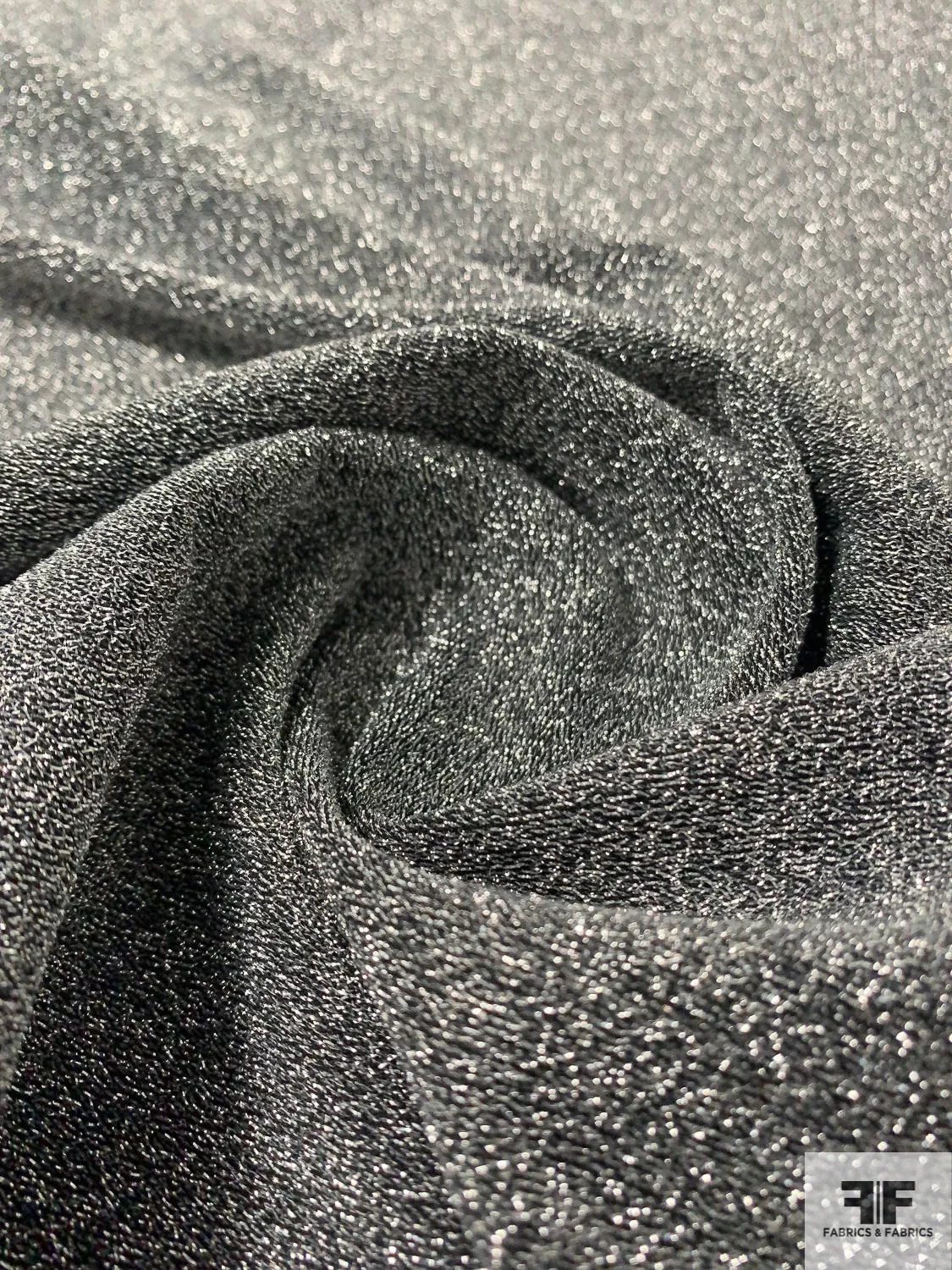Metallic Stretch Poly Lurex Knit – Silver/Black