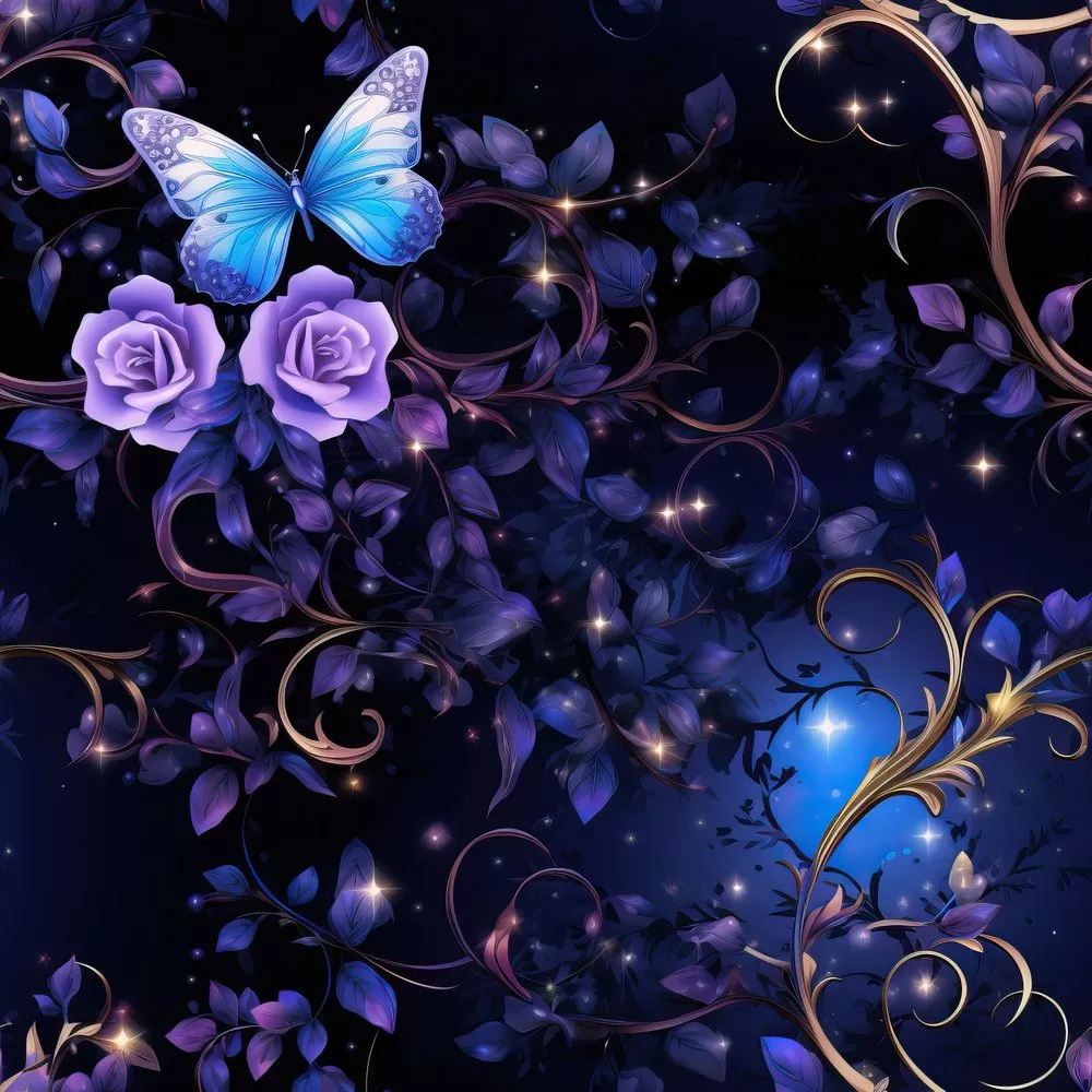 Midnight Garden Pattern #9 Fabric