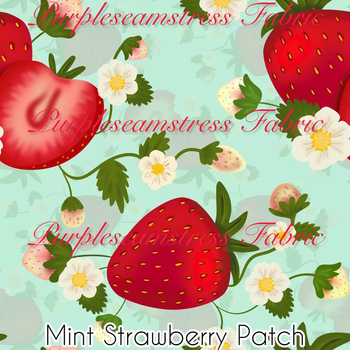 Mint Strawberry PatchFabric