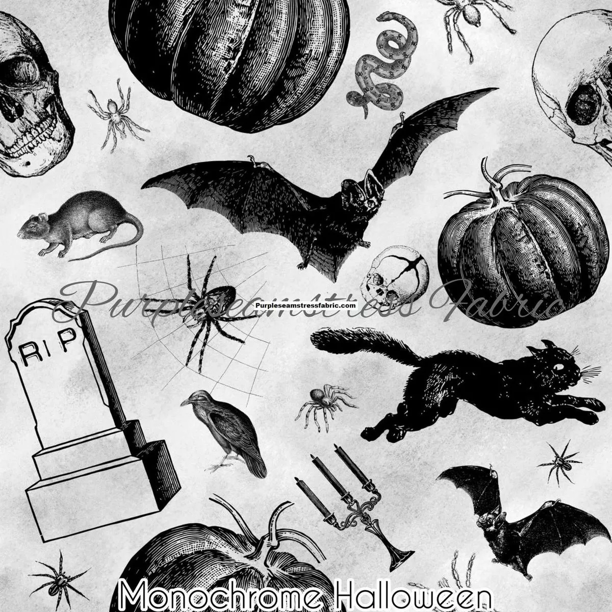 Monochrome HalloweenFabric