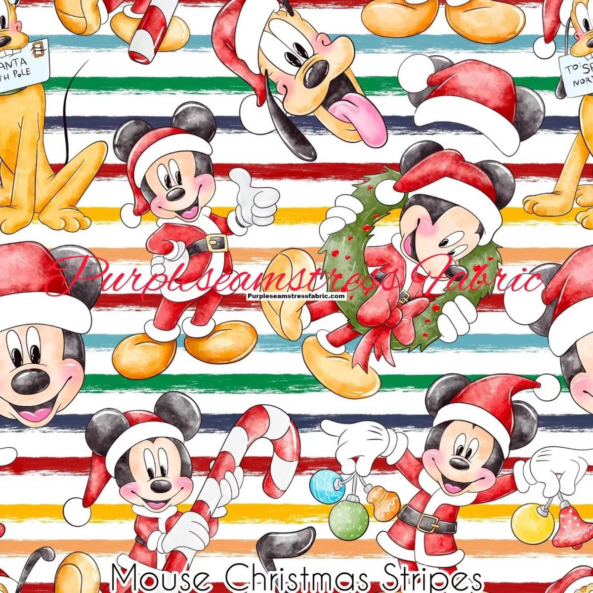 Mouse Christmas StripesFabric