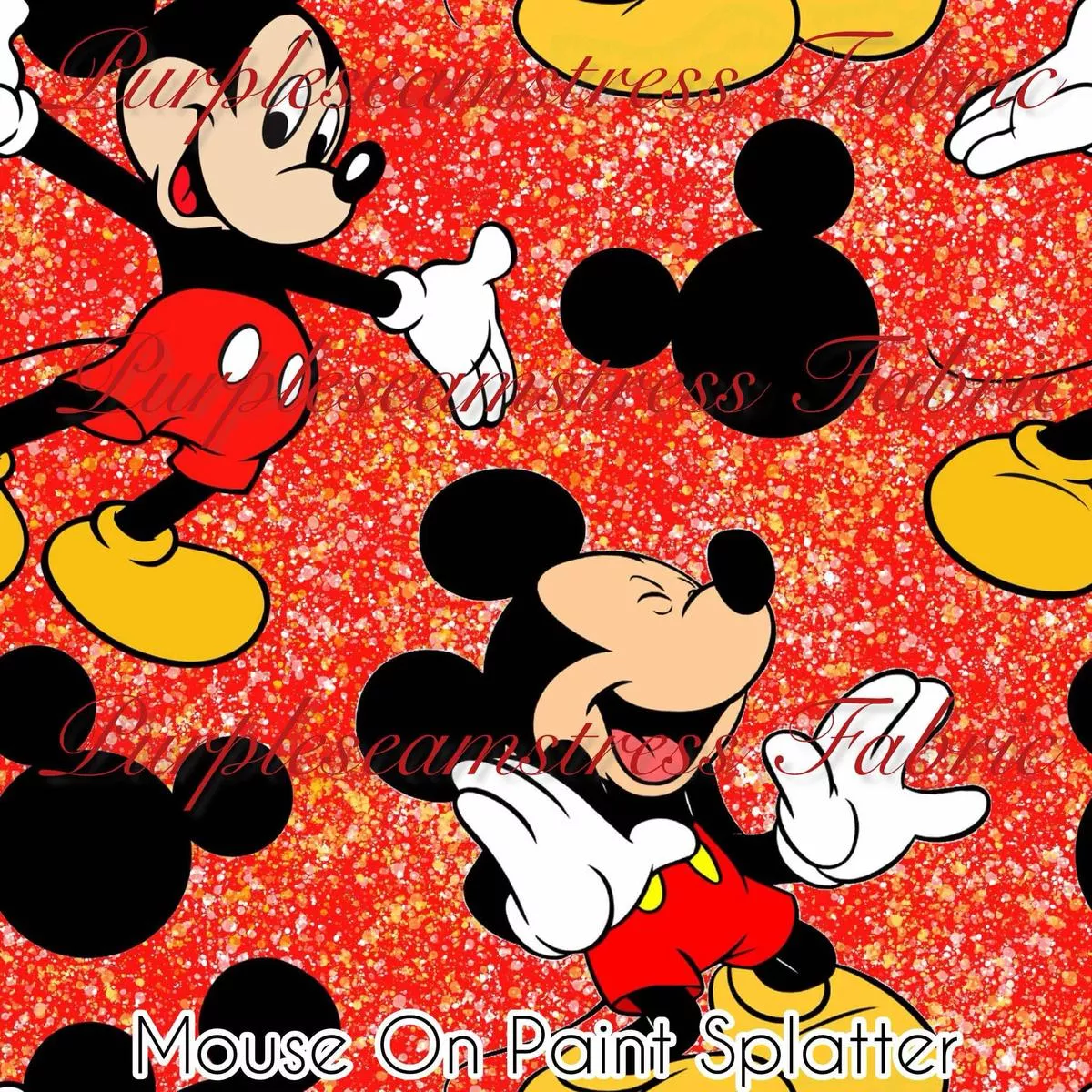 Mouse on Paint SplatterFabric
