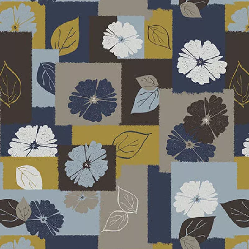Multi Modern Refinement Floral Collage Cotton 43/44 Fabric Per Yard
