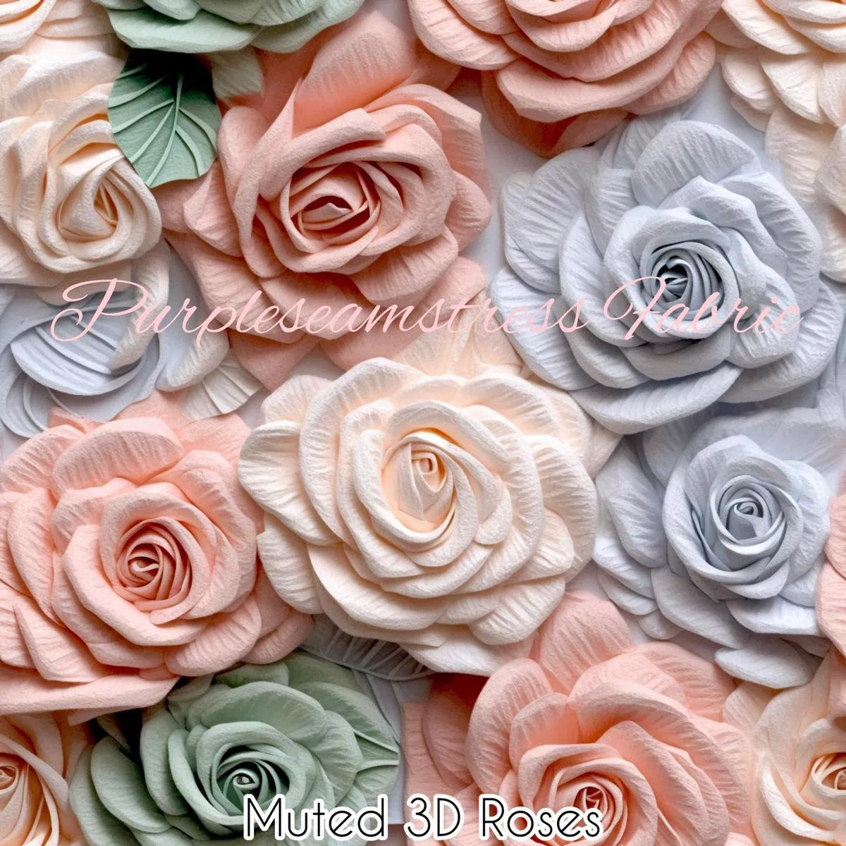 Muted 3D RosesFabric