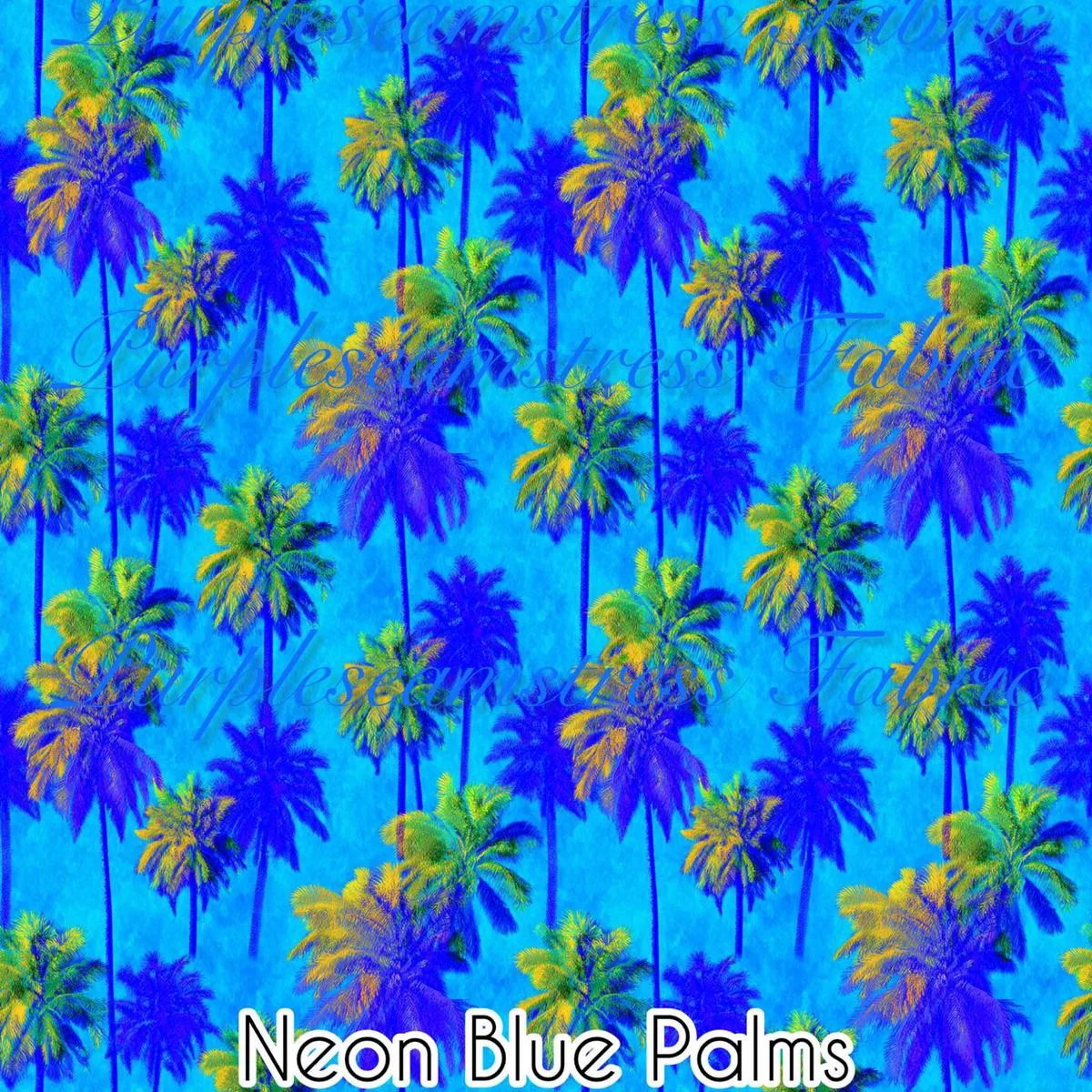 Neon Blue PalmsFabric