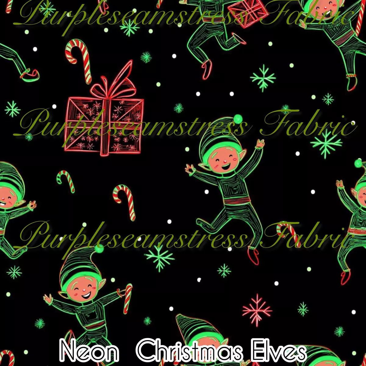 Neon Christmas ElvesFabric