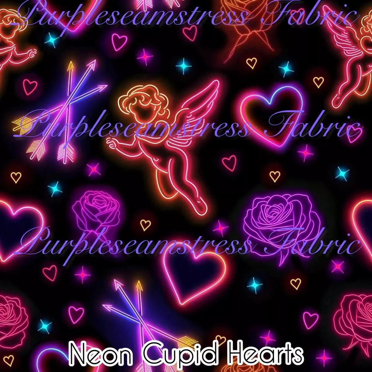 Neon Cupid HeartsFabric