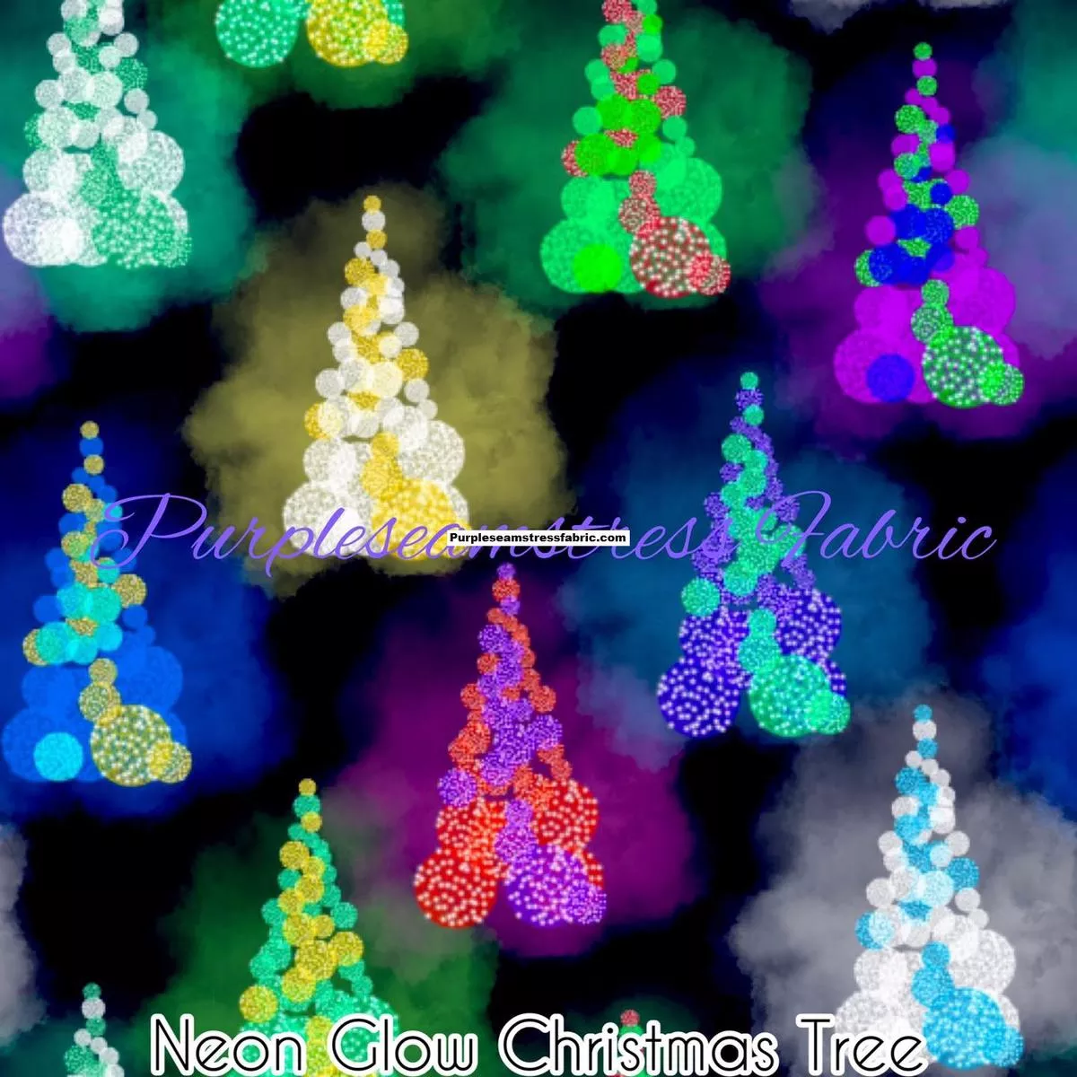 Neon Glow Christmas TreeFabric