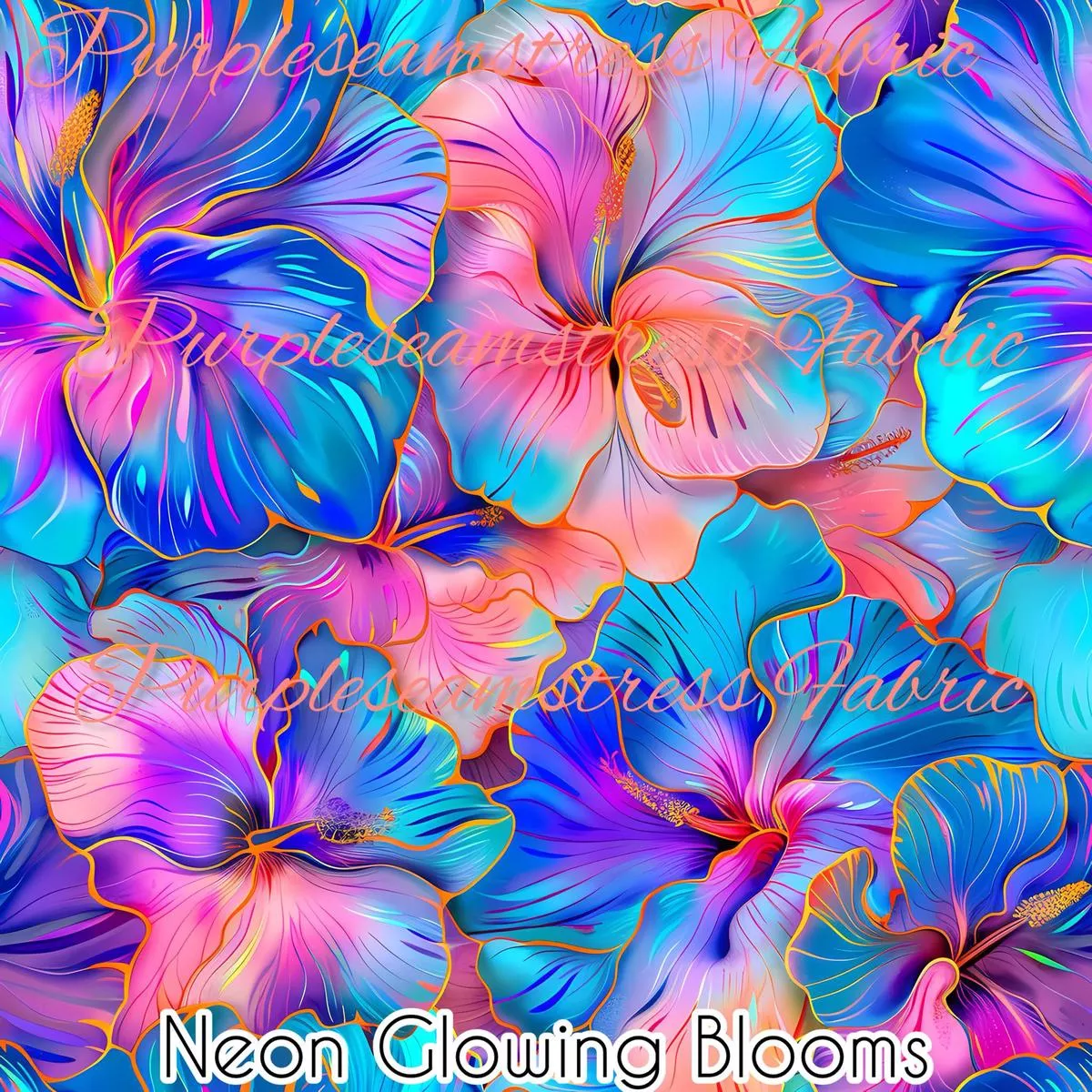Neon Glowing BloomsFabric