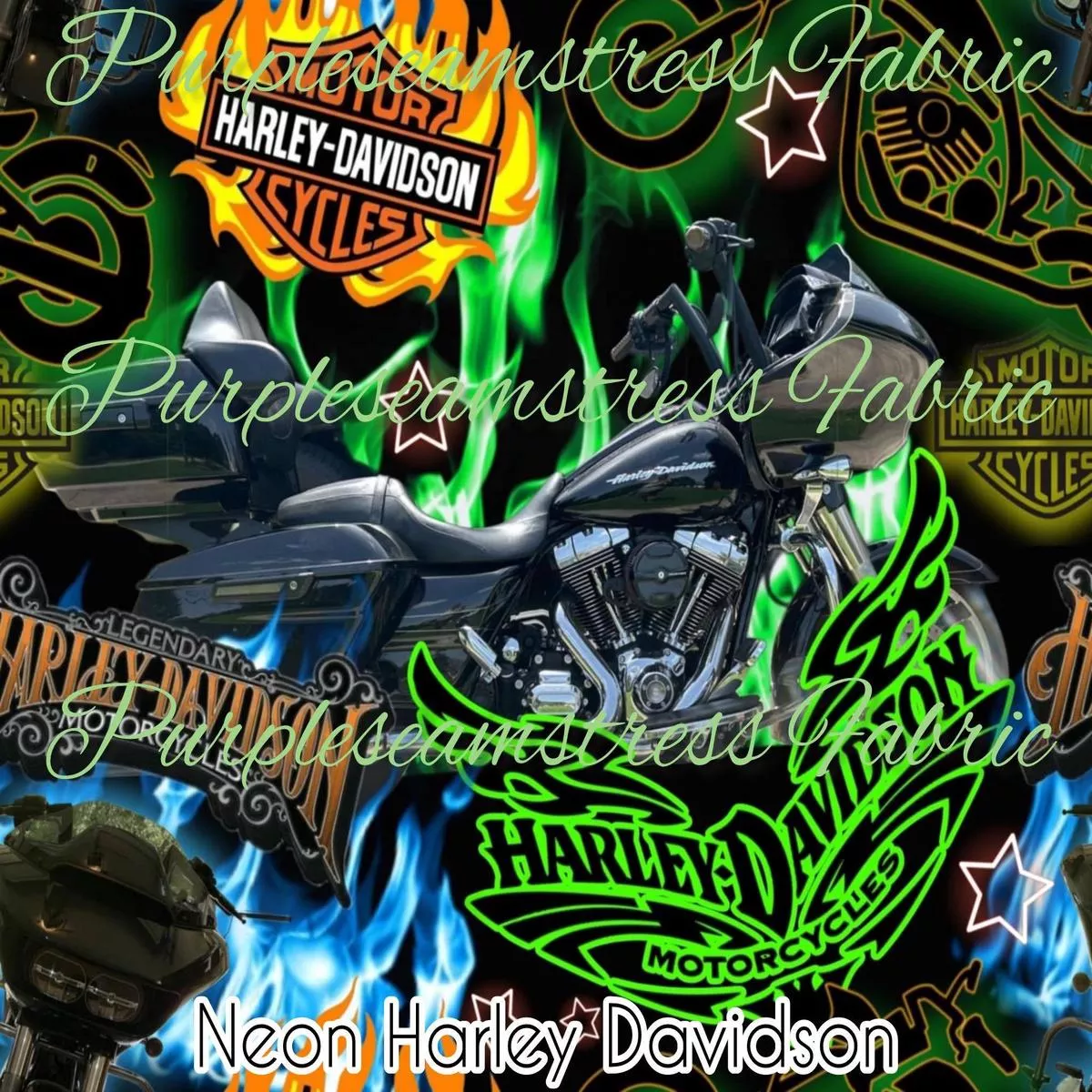 Neon Harley DavidsonFabric