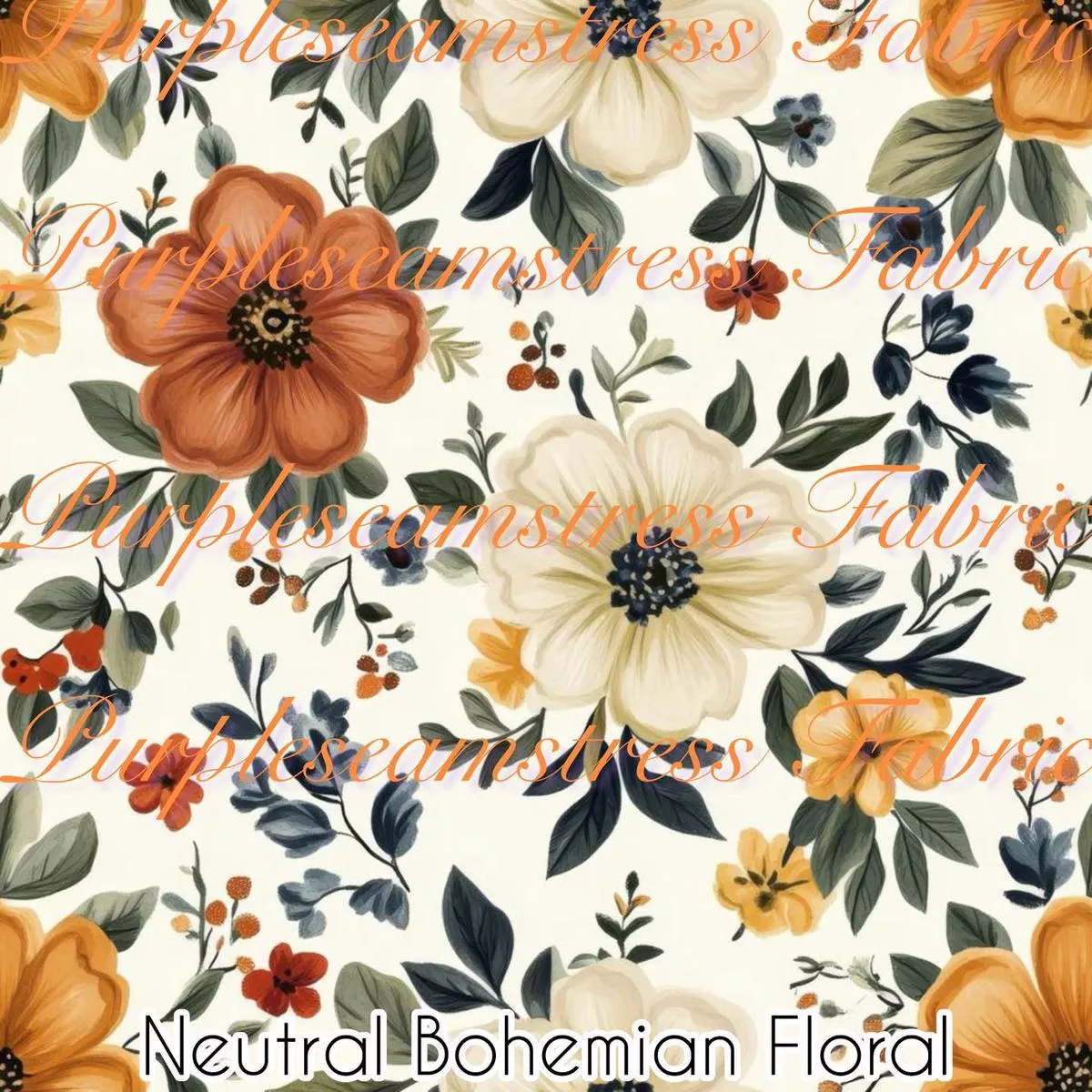 Neutral Bohemian FloralFabric