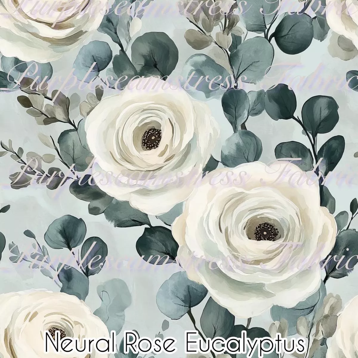 Neutral Rose EucalyptusFabric