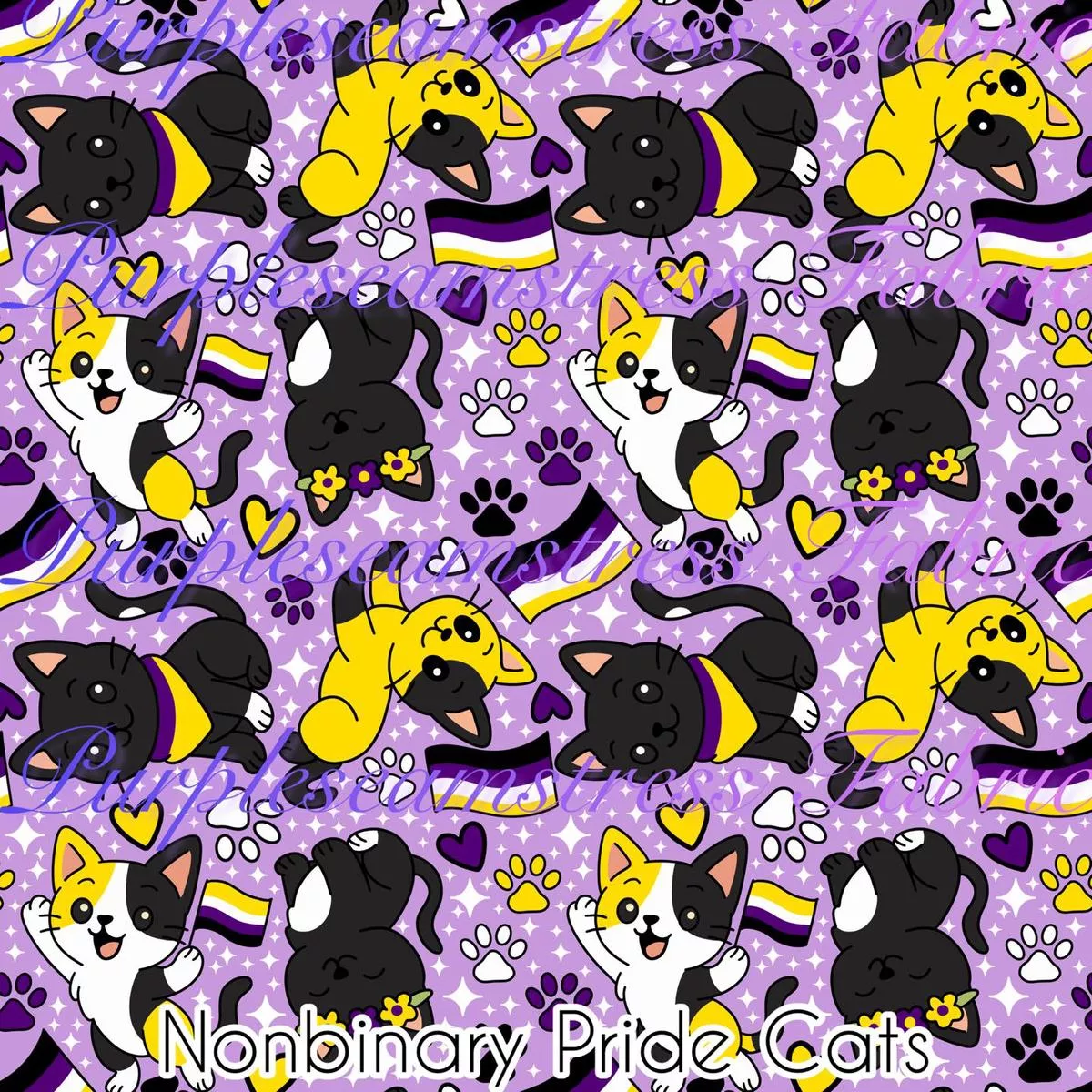 Nonbinary Pride CatsFabric