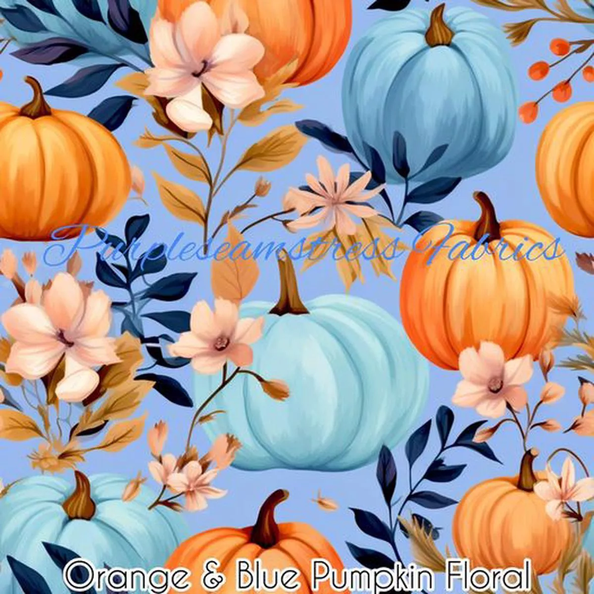 Orange & Blue Pumpkin Floral …