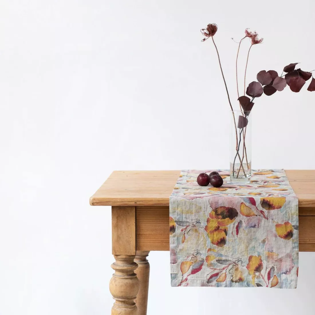 Orange Flow on Natural Linen Table Runner