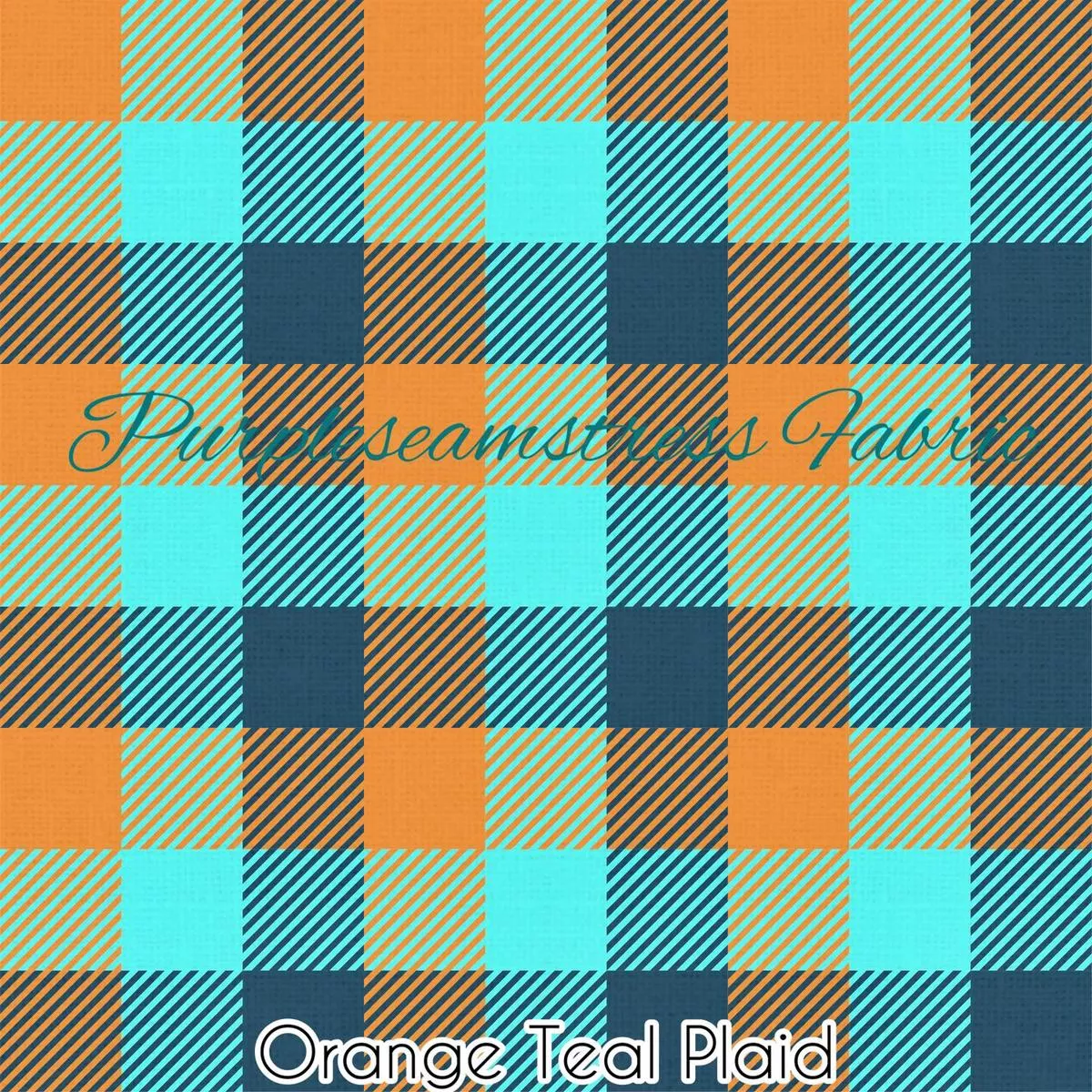 Orange Teal PlaidFabric