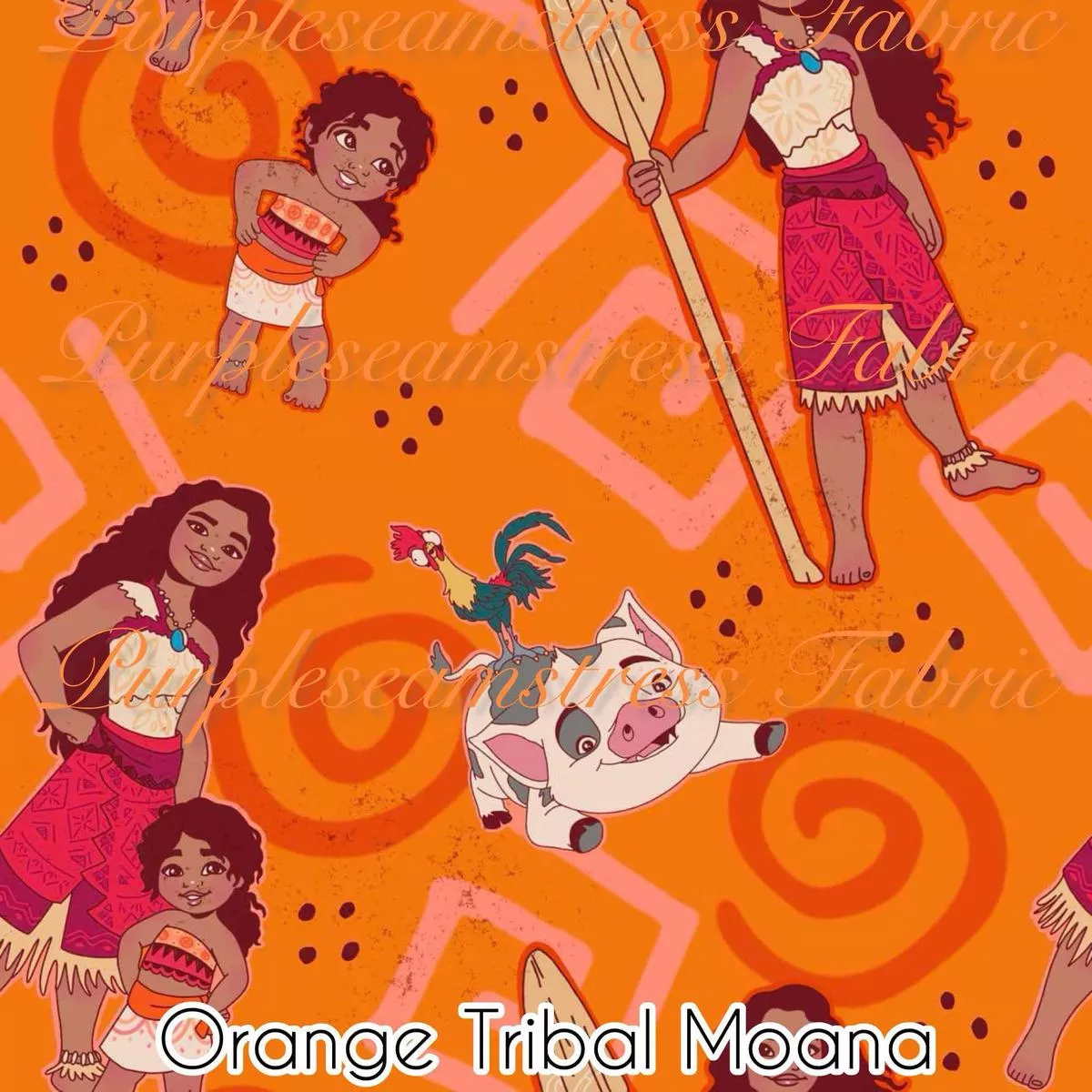 Orange Tribal MoanaFabric