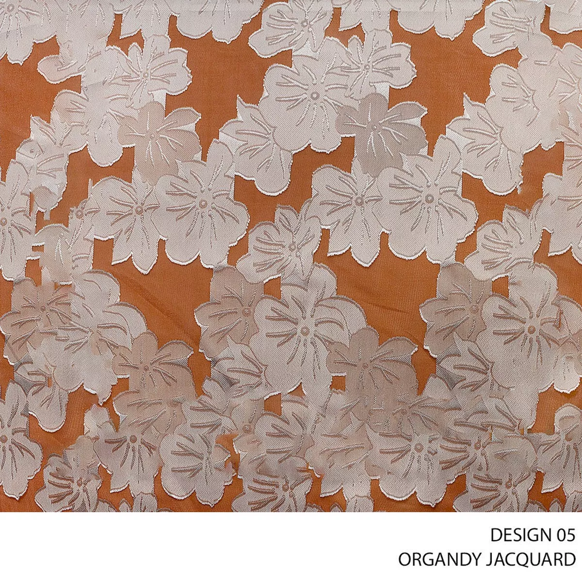 ORGANDY JACQUARD FABRIC 150CM RUST ROLL ROLL 001