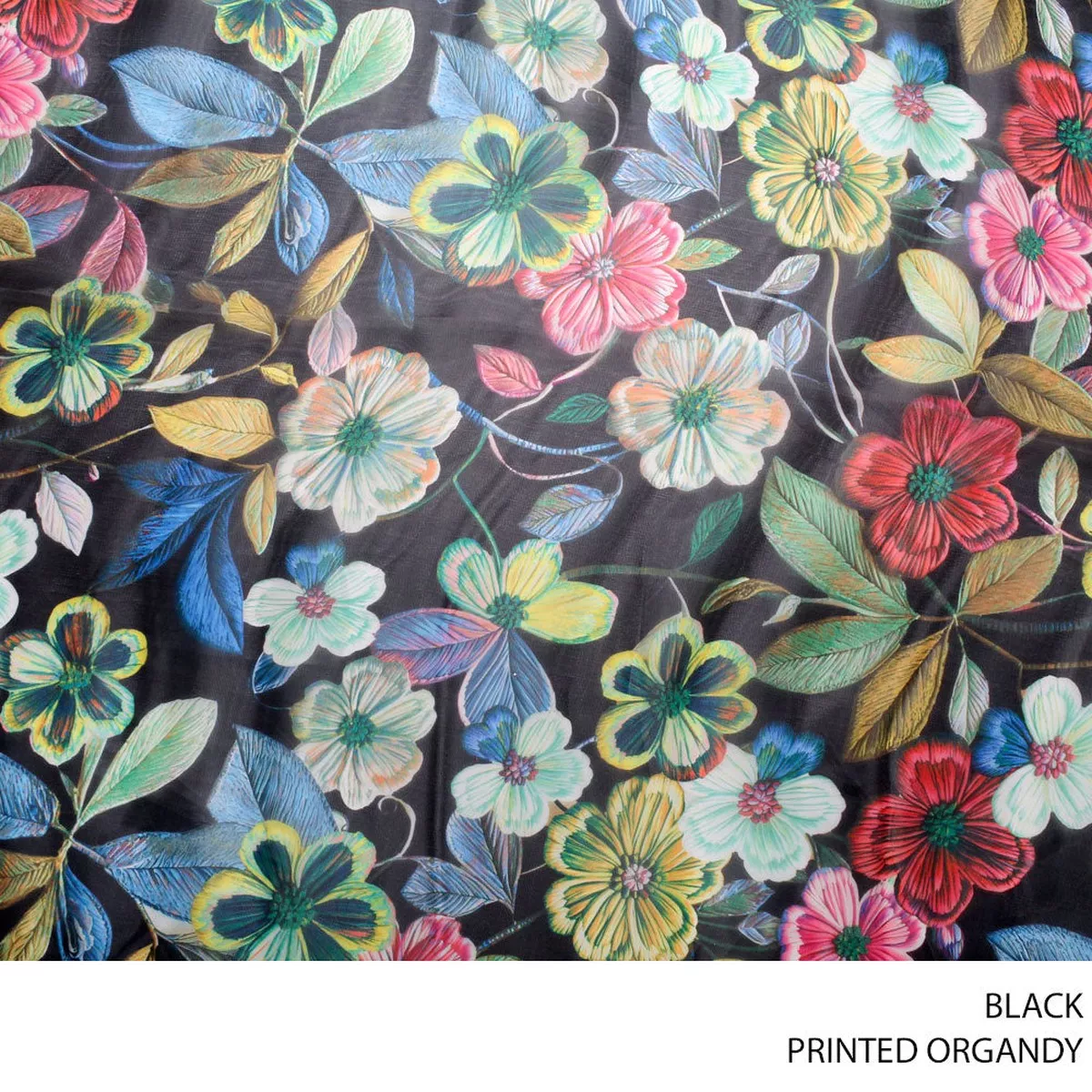 ORGANDY PRINTED FABRIC 150CM BLACK